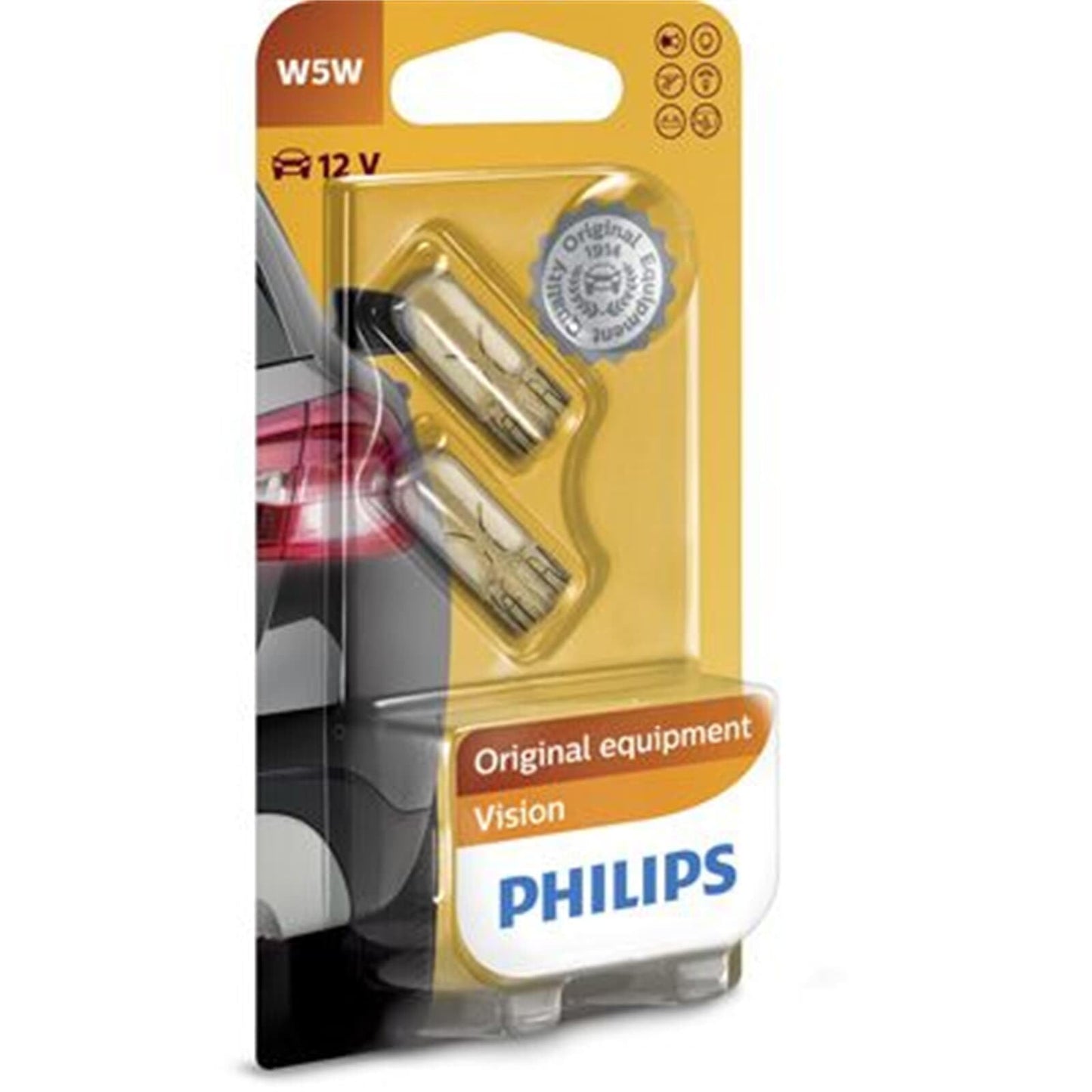 Philips 12961B2 Vision W5W Signallampe, 2er Blister, 13.50x9.50x13.50