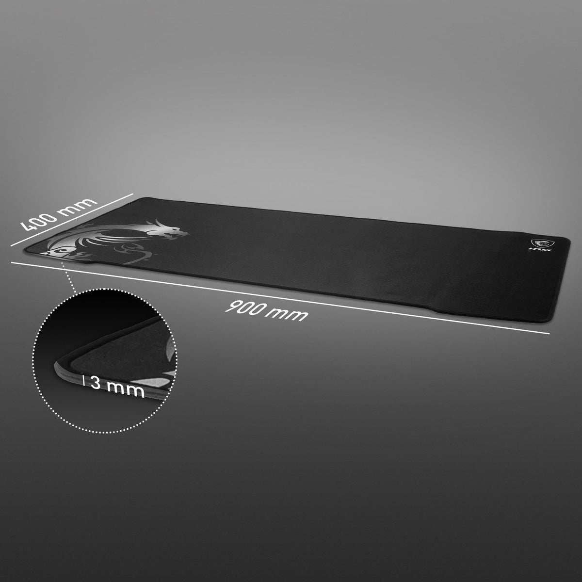 MSI Agility GD70 - XL Mousepad pentru gaming, suprafață de joc cu textură de mătase, margini moi și cusute, bază antiderapantă - 900 x 400 x 3 mm - J02-VXXXXX1-EB9