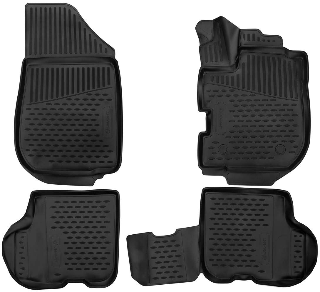 Element 3D rubber floor mats suitable for Renault Logan/MCV II (2012-2022) | 100% custom-fit all-weather floor mats made of TPE, high edge, waterproof, non-slip, odorless - DACIA