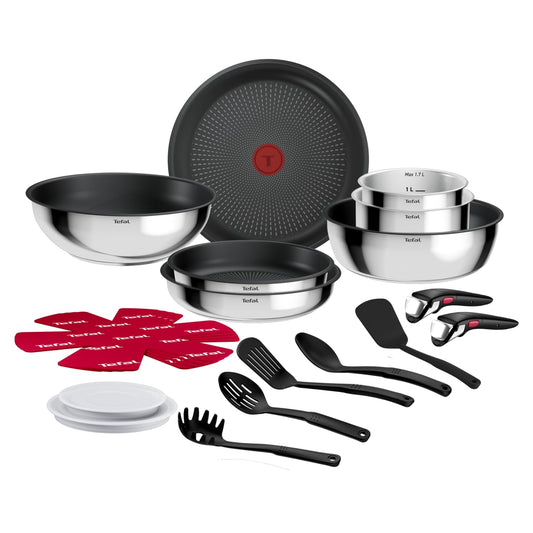 Set de vase de gătit Tefal Ingenio Comfort Max 20 piese, stivuibil, economisind spațiu - L966KS44