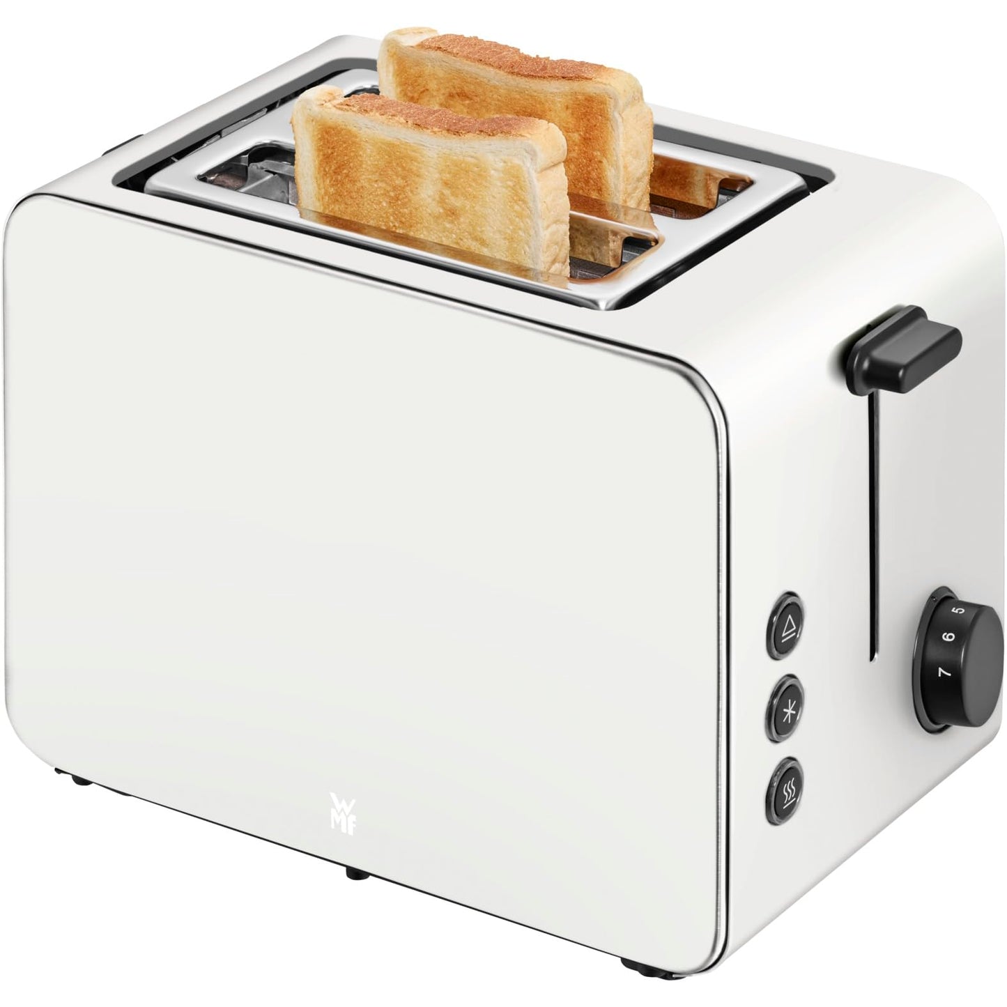 WMF Stelio toaster 2 slices stainless steel, double slot with bread roll attachment, bagel function, 7 browning levels, 900 W, matt white stainless steel - 414210001