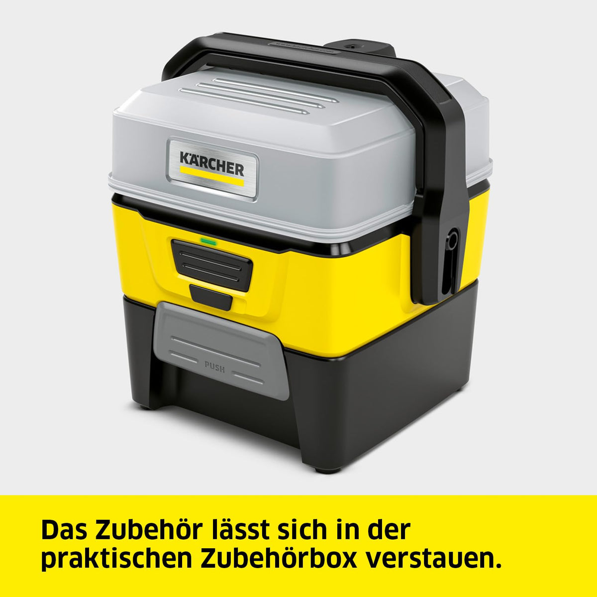 Kärcher Mobile Outdoor Cleaner OC 3 Pet Box (Water tank volume: 4 l, Lithium-ion battery, Removable water tank, Gentle low pressure, Cone nozzle, Fur cleaning brush, Viscose towel) - 1.680-018.0