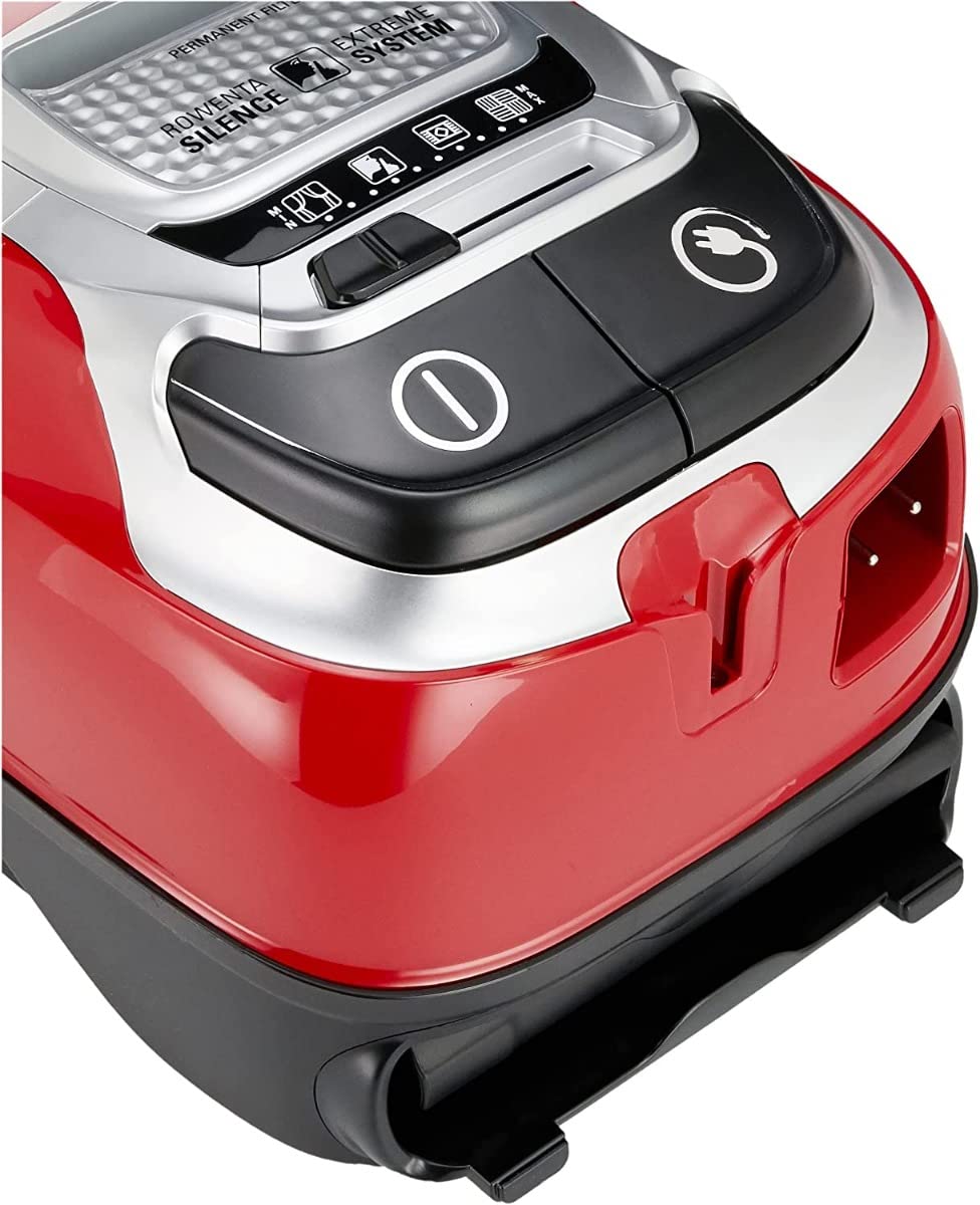 Rowenta Silence Force Allergy+, bagged vacuum cleaner, 4.5 L dust bag capacity, extremely quiet, highly efficient floor nozzle, durable EffiTech motor, vacuum cleaner for pet hair, black-red, RO7473 - RO7473EA