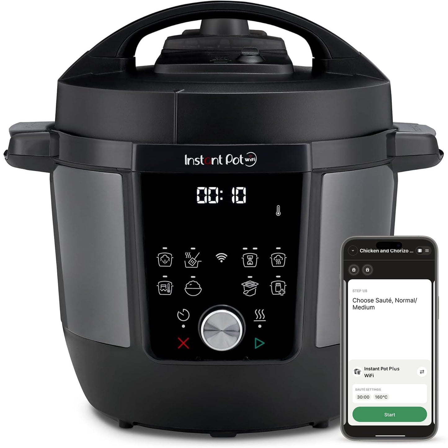 Instant Pot Plus 9-in-1 Multi Cooker 5.7L - Brushed Stainless Steel, Pressure Cooker, Slow Cooker, Rice Cooker, Sauteer, Yogurt Maker, Food Warmer, Steamer, Vacuum Cooker, Sterilizer - RPPC61-BK