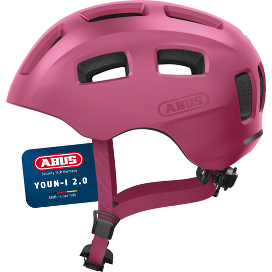 ABUS Youn-I 2.0 bicycle helmet - with light for children, teenagers and young adults - for girls and boys - mono red, size M - 45224