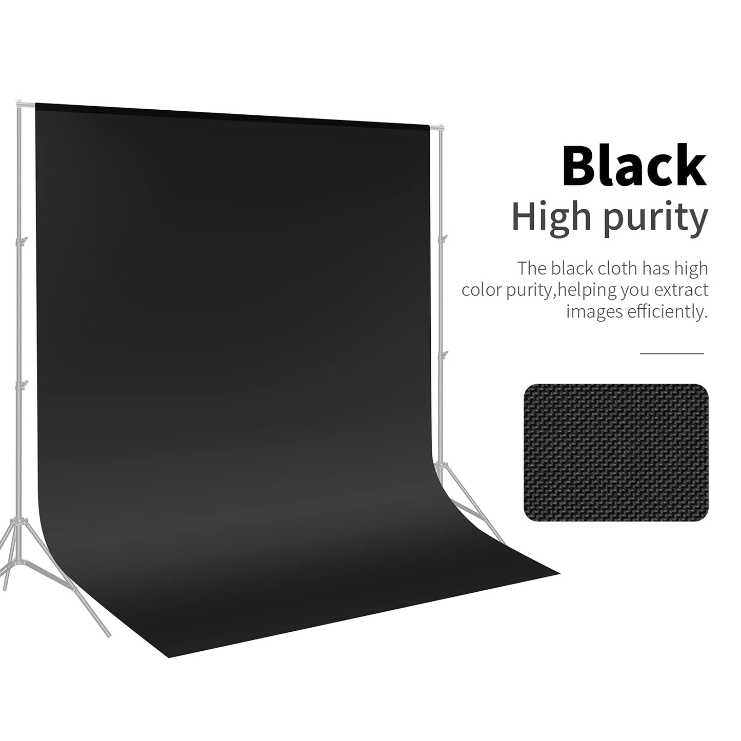 Neewer 6 x 9FT / 1.8 x 2.8M Photo Studio 100% Pure Muslin Foldable Backdrop Background for Photography, Video and TV (Black) - 10083665@@##2