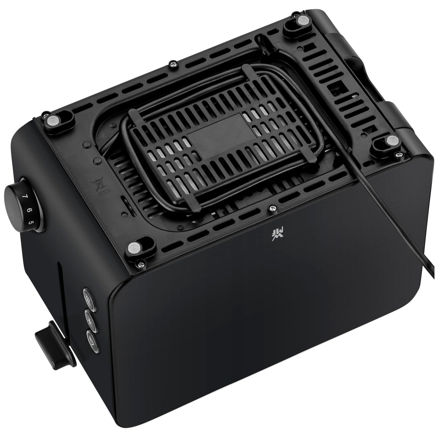 WMF Stelio toaster 2 slices stainless steel, double slot toaster with bread roll attachment, bagel function, 7 browning levels, 900 W, matt black stainless steel - 414210071