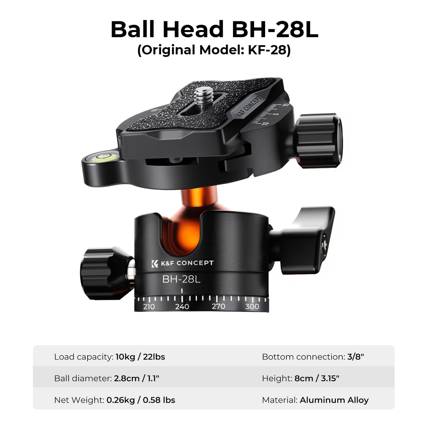 K&F Concept O254A1 camera tripod, compact tripod 158cm for SLR camera, DSLR tripod travel tripod with 360° ball head incl. quick-release plate tripod bag - O254A1+BH-28L