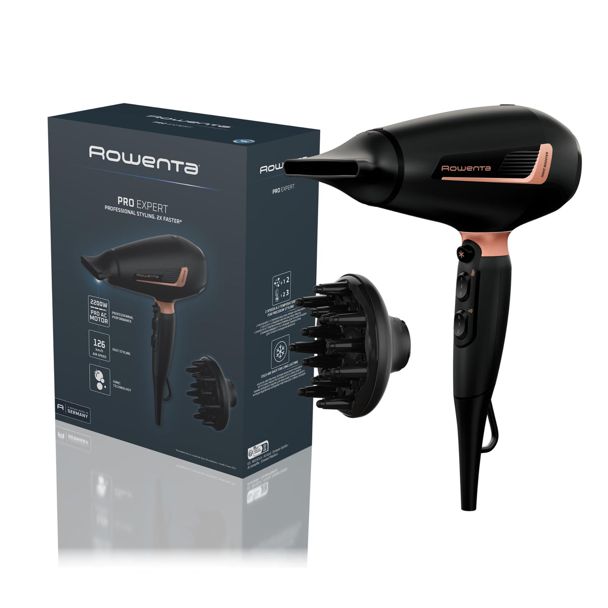 Rowenta Pro Expert Hair Dryer, 2200-Watt Pro AC Motor, fast drying - CV8830F0