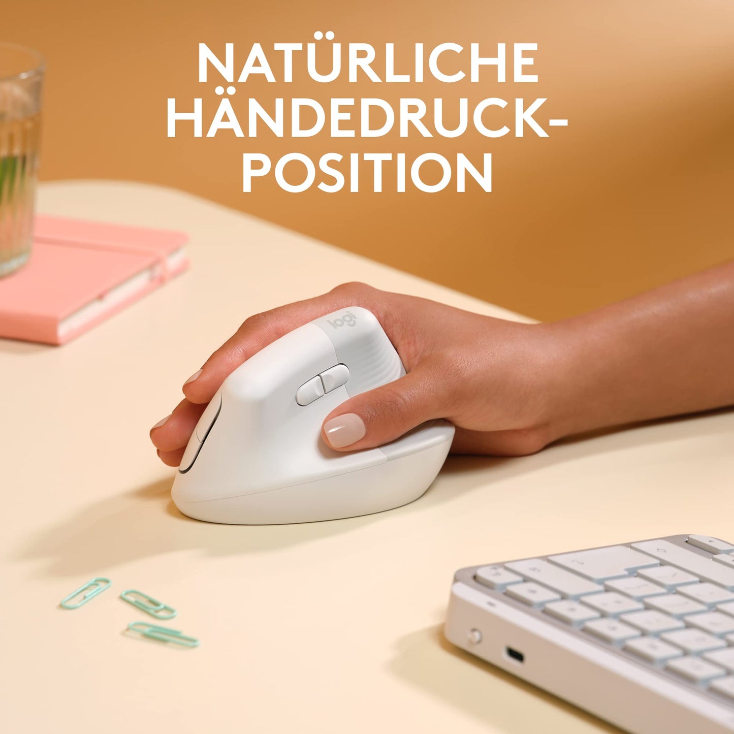 Logitech Lift for Mac, Wireless Vertical Ergonomic Mouse, Bluetooth, Quiet Clicks, Quiet Smartwheel, 4 Customizable Buttons, Compatible with macOS/iPadOS/MacBook/iMac/iPad - White - 910-006477