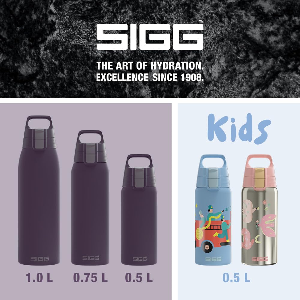 SIGG - Insulated drinking bottle - Thermos bottle Shield Therm One Nocturne carbonated drinks - Leak-proof - Dishwasher safe - BPA-free - 90% recycled stainless steel - Dark purple - 1L - 6021.90