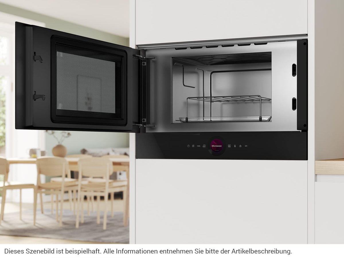 Bosch BEL7321B1, Series 8 Built-in Microwave, Black, 38 x 60 cm, 900W, Left Door Hinge, AutoPilot 10 with 10 Automatic Programs, Cleaning Assistance, TFT Touch Display, LED Lighting
