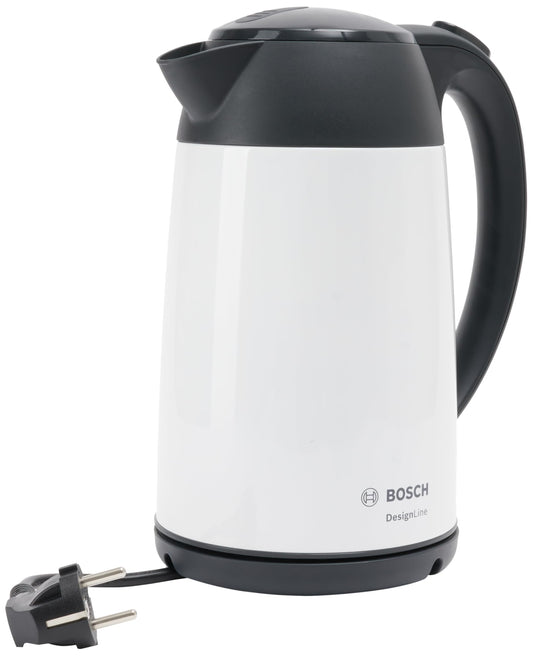 Bosch cordless kettle DesignLine TWK3P421  
 DesignLine cordless kettle, spill-free pouring, cup indicator, water level indicator, overheating protection, 1.7 L, 2400 W, white