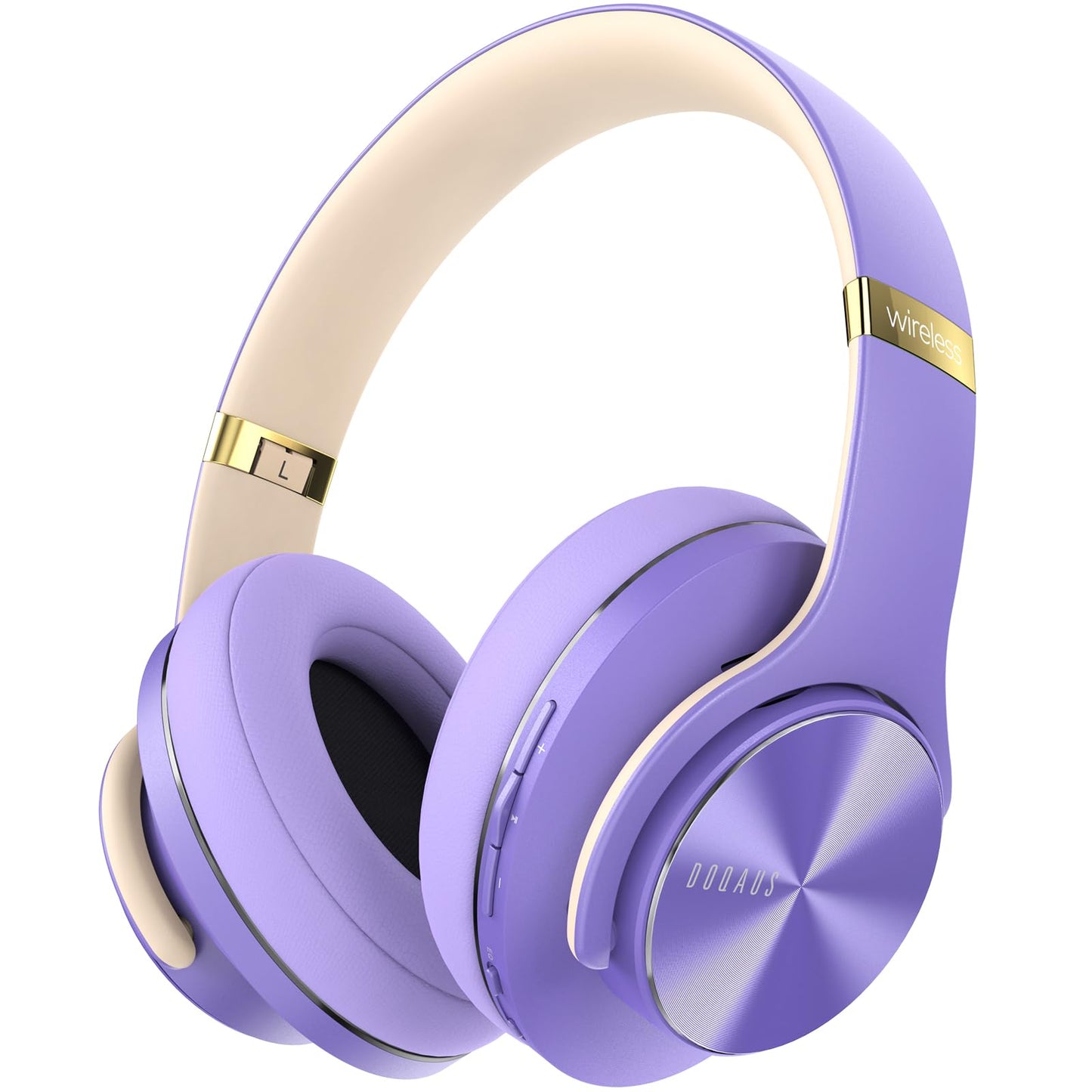 DOQAUS Bluetooth Headphones Over Ear, Up to 90 Hours Wireless Headphones with 3 EQ Modes, HiFi Stereo Foldable Headset with Microphone, Soft Ear Pads for Travel/Office/Cell Phone/PC-Purple - CARE