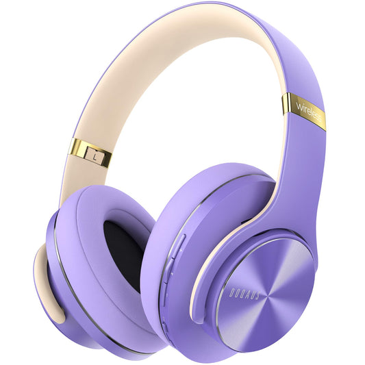 DOQAUS Bluetooth Headphones Over Ear, Up to 90 Hours Wireless Headphones with 3 EQ Modes, HiFi Stereo Foldable Headset with Microphone, Soft Ear Pads for Travel/Office/Cell Phone/PC-Purple - CARE