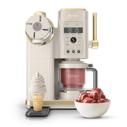 Ninja CREAMi Scoop & Swirl Ice Cream Maker with 2 Containers, 13 Functions, for Ice Cream, Soft Serve, Gelato, Sorbet, Milkshakes and More, with Mix-In Function, Stone Gold NC701EUSTGD