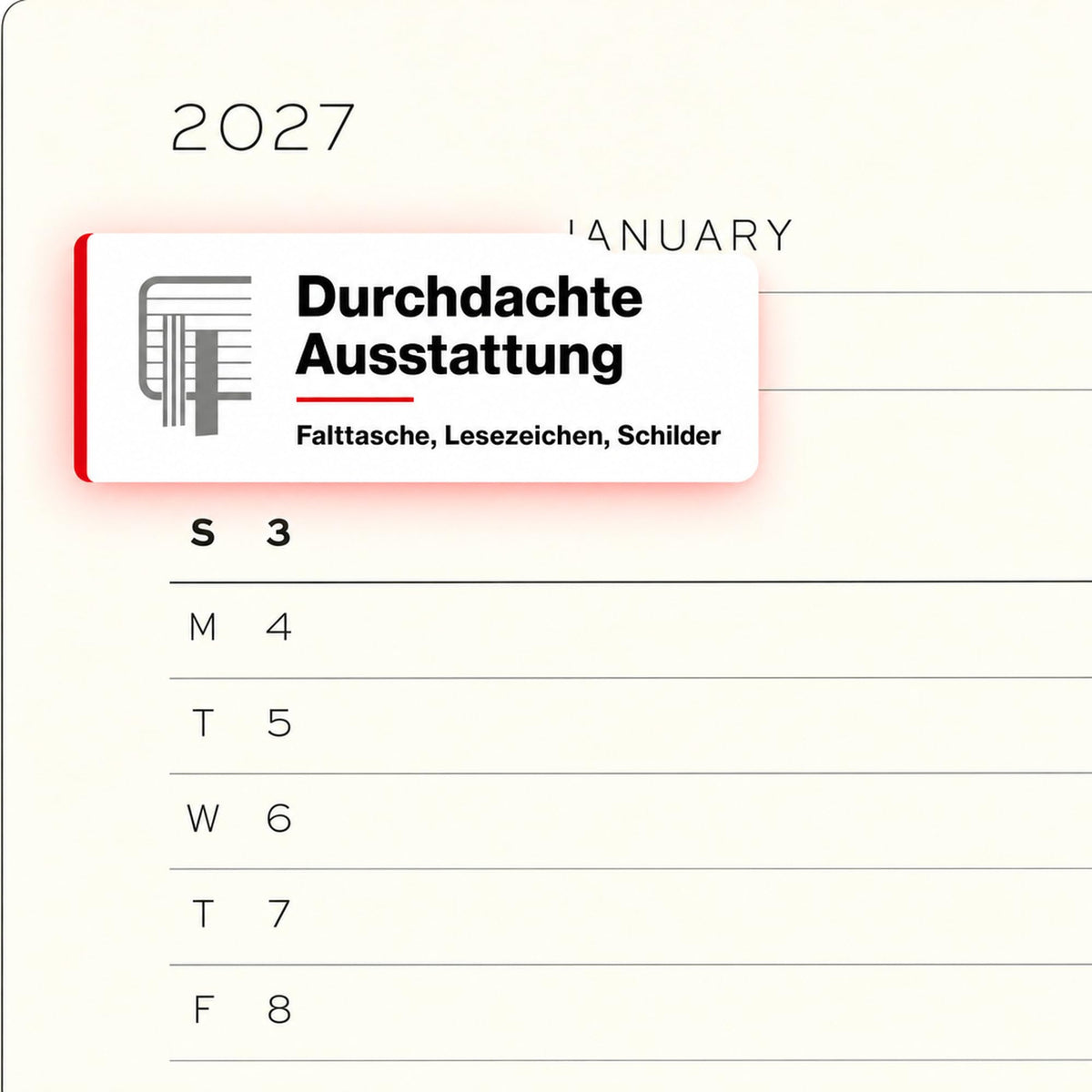 LEUCHTTURM1917 Calendar săptămânal 2027 Mediu (A5) - Engleză, Cireș, Hardcover, 145 x 210 mm, 12 luni - ianuarie-decembrie 2027, 1 săptămână pe pagină dublă, hârtie de 80 g/m² cu compatibilitate ridicată cu cerneală - 400270