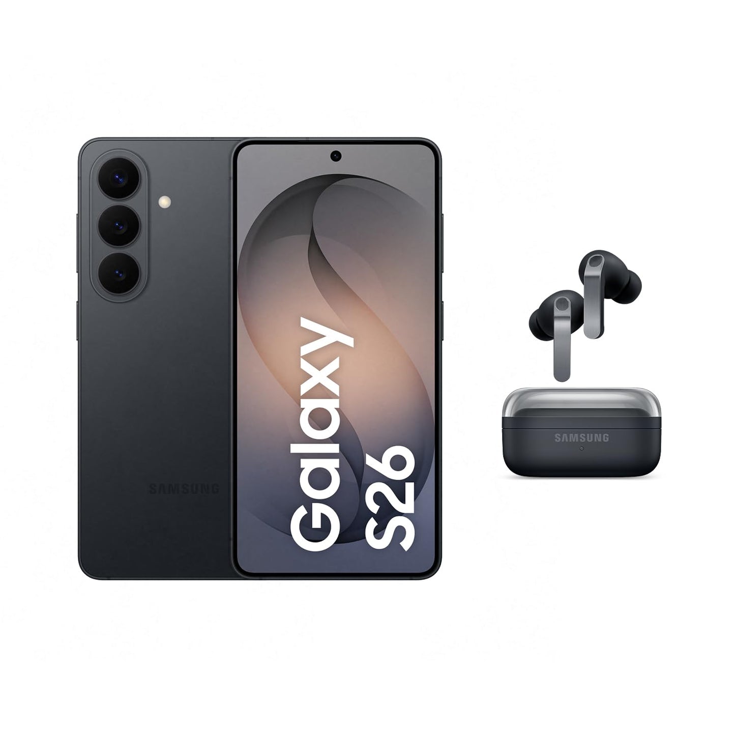Samsung Galaxy S26 AI smartphone with Galaxy AI, no contract, mobile phone with Android, 12 GB RAM, 256 GB storage, AP processor, black, 3 year manufacturer's warranty, incl. Galaxy Buds4 Pro Black