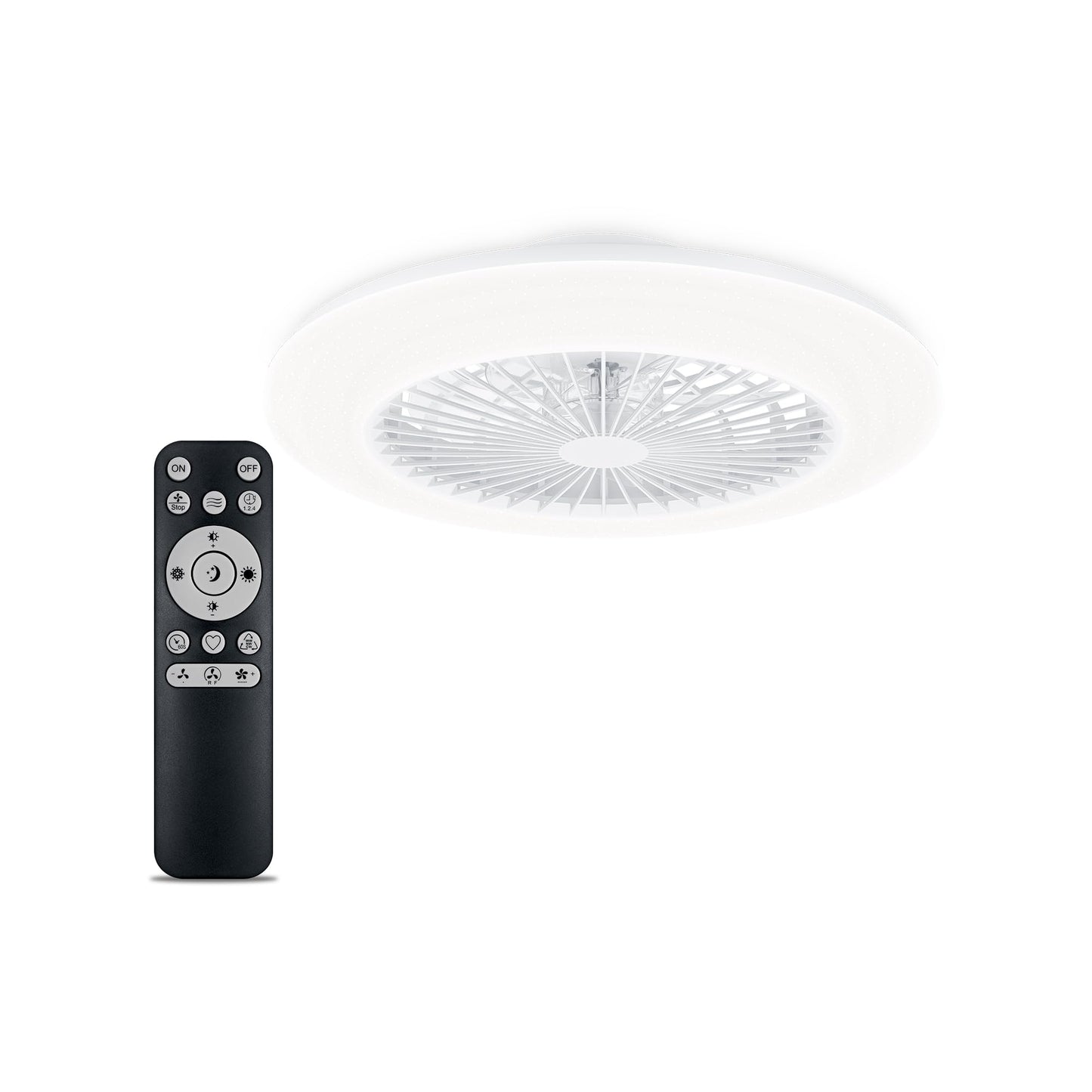PHILIPS ceiling fan and LED ceiling light Amigo, 25W+60W, diameter 58cm, round, including remote control, white - 929003352501