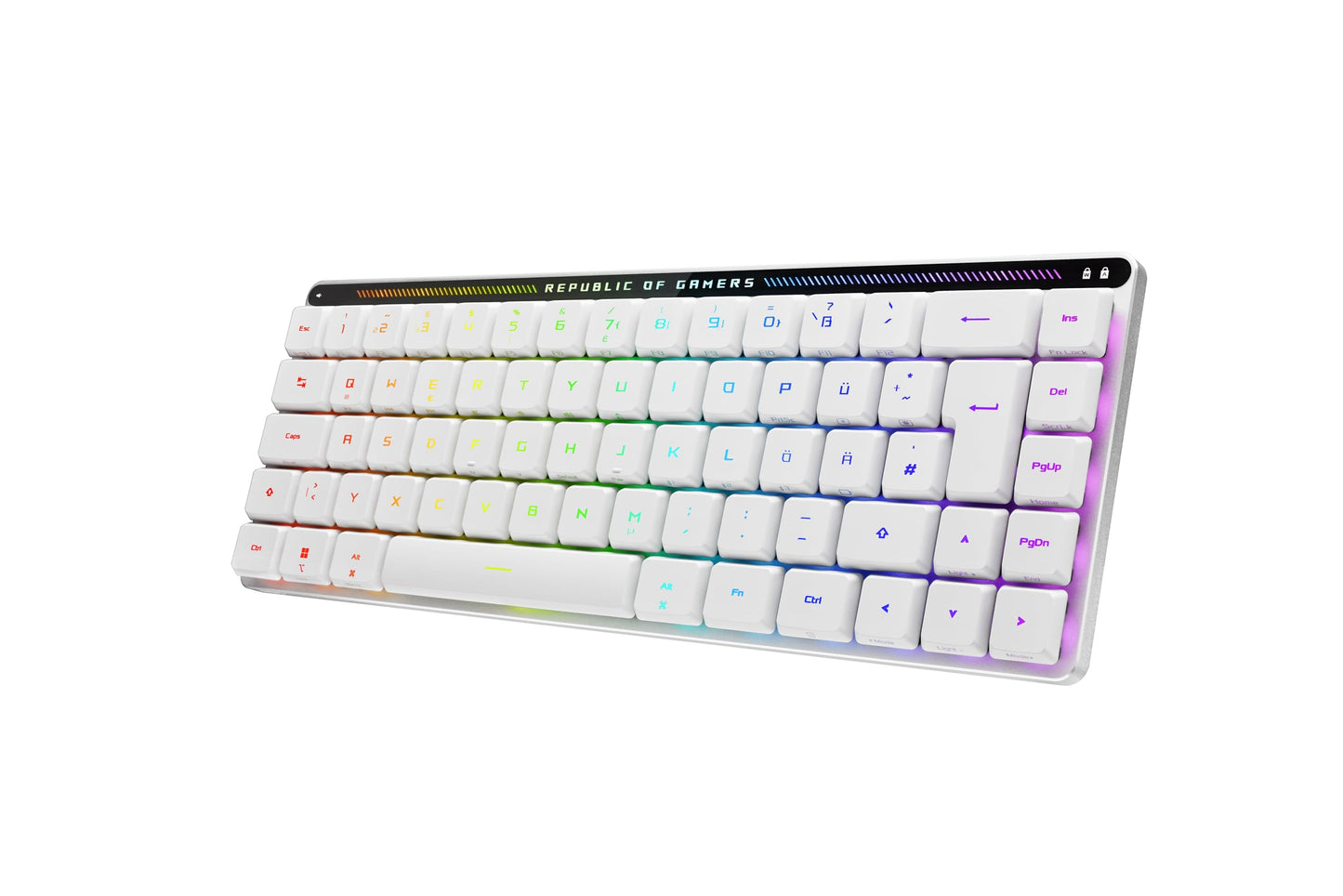 ASUS ROG Falchion RX Low Profile 65% Wireless Gaming Keyboard (QWERTY Layout, ROG RX Low Profile Optical Switches, Bluetooth, 2.4GHz RF Wireless, Wired USB, MacOS Compatible, White) - 90MP03EC-BKDA10