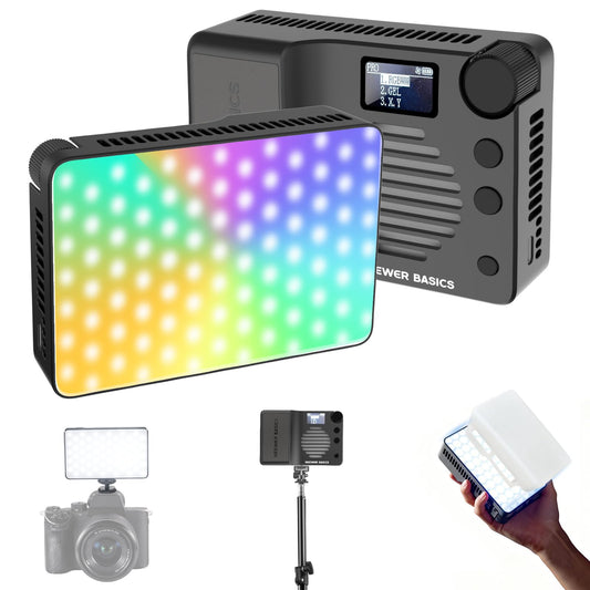 NEEWER Basics camera light, full color RGB magnet video light, 45W boost mode, small LED panel, 4800lx/0.5m CRI 95+ 2500-10000K 14 scenes 5000mAh for DSLR tripod streaming photography recordings, BS40C