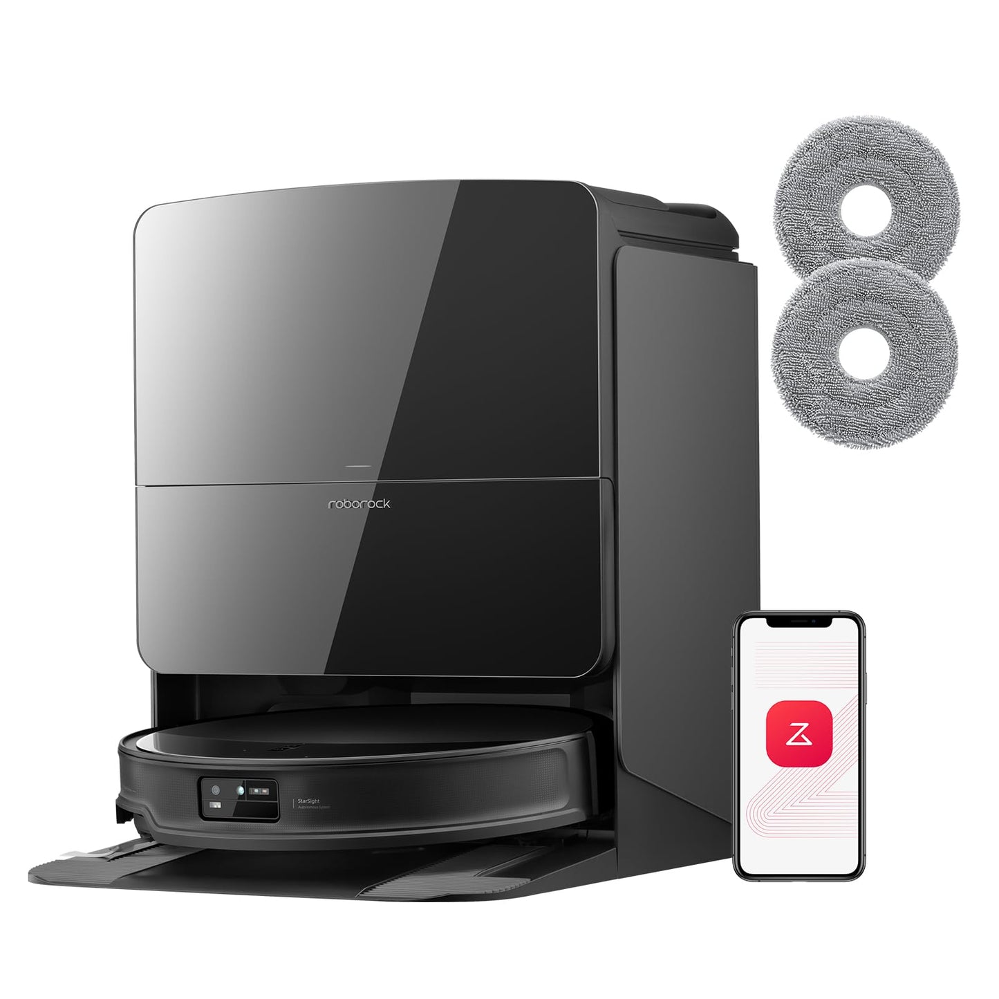 roborock Saros 10R set vacuum robot with wiping function and adjustable mop, 22,000 Pa HyperForce suction power, 7.98 cm ultra-slim design, StarSight System 2.0, Zero-Tangle System (with 2 mops)