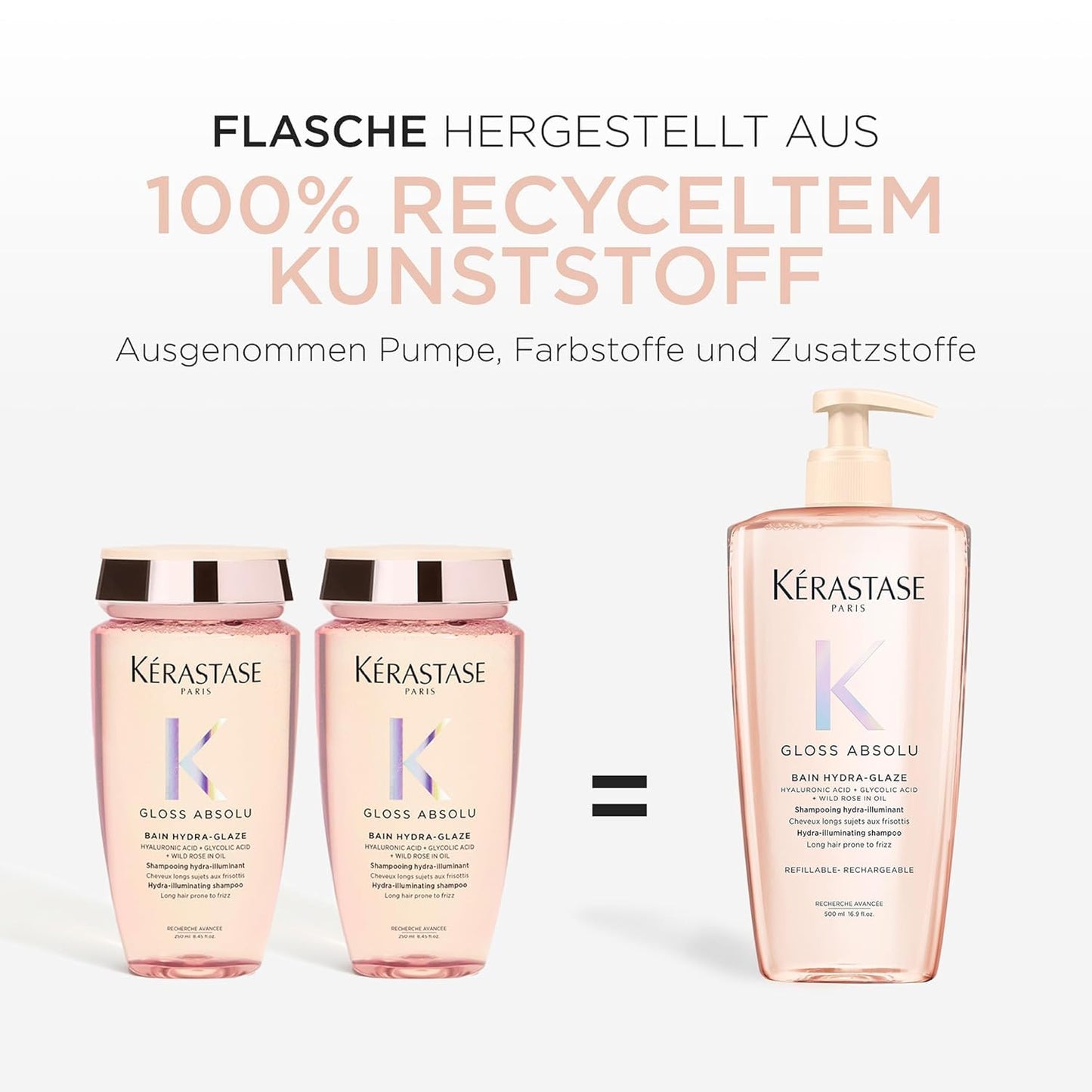 Kérastase Gloss Absolu Bain Hydra-Glaze, shampoo for long, frizz-prone hair, with hyaluronic acid, glycolic acid and wild rose oil, for intense shine and volume, 500ml - 3474637283414