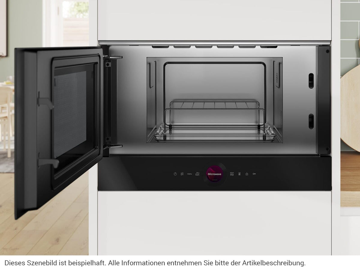 Bosch BEL7321B1, Series 8 Built-in Microwave, Black, 38 x 60 cm, 900W, Left Door Hinge, AutoPilot 10 with 10 Automatic Programs, Cleaning Assistance, TFT Touch Display, LED Lighting