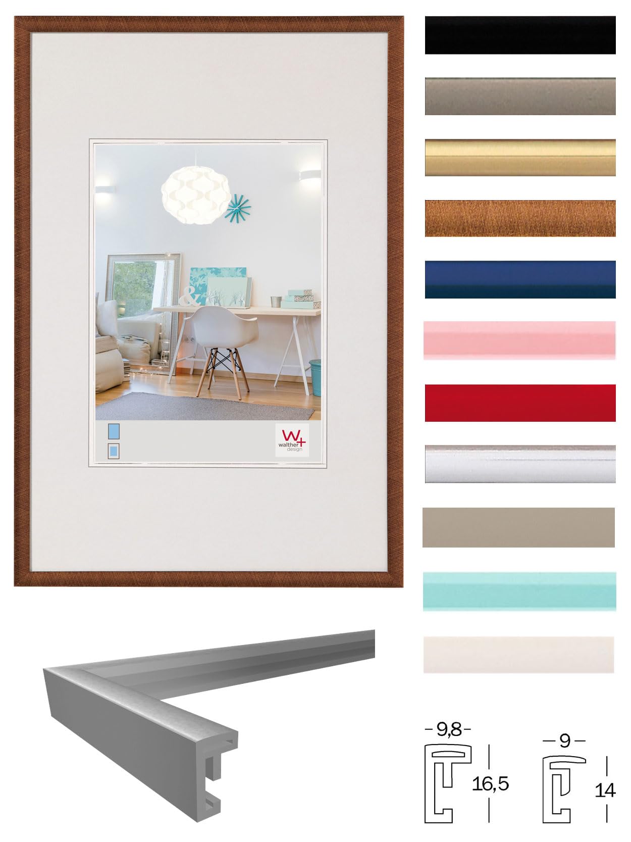 walther design picture frame silver 50 x 70 cm New Lifestyle plastic frame KV070S