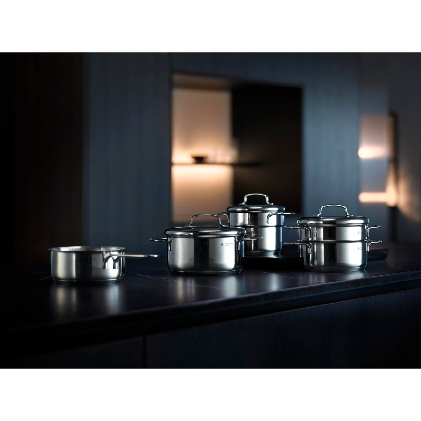 WMF mini saucepan 16cm, small, metal lid, small pot induction 1.2l, Cromargan stainless steel, stackable, for small portions, single household - 716786040