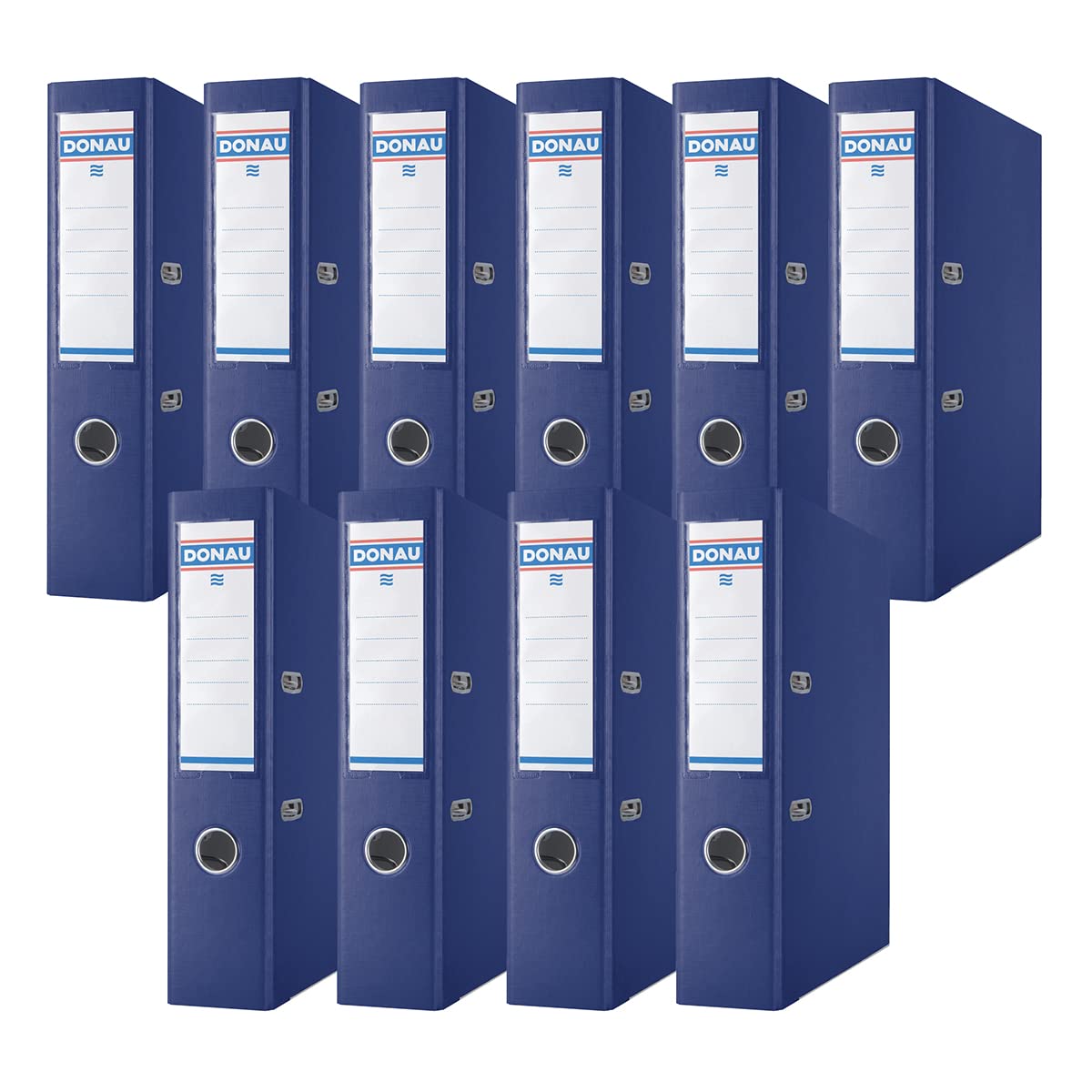 Donau Premium Wide Folder Pack of 10/DIN A4/7.5 cm/10 Pieces/Navy Blue/Plastic Cover PP/Carton Paper Slot Folder Office Folder File Ring Binder/Green Dot - 3975001PL-18