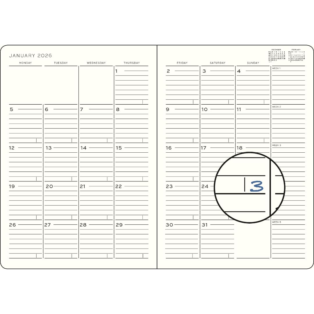 LEUCHTTURM1917 372789 Monthly Planner & Notebook Composition (B5) 2026, 16 Months, Softcover, Ink, English