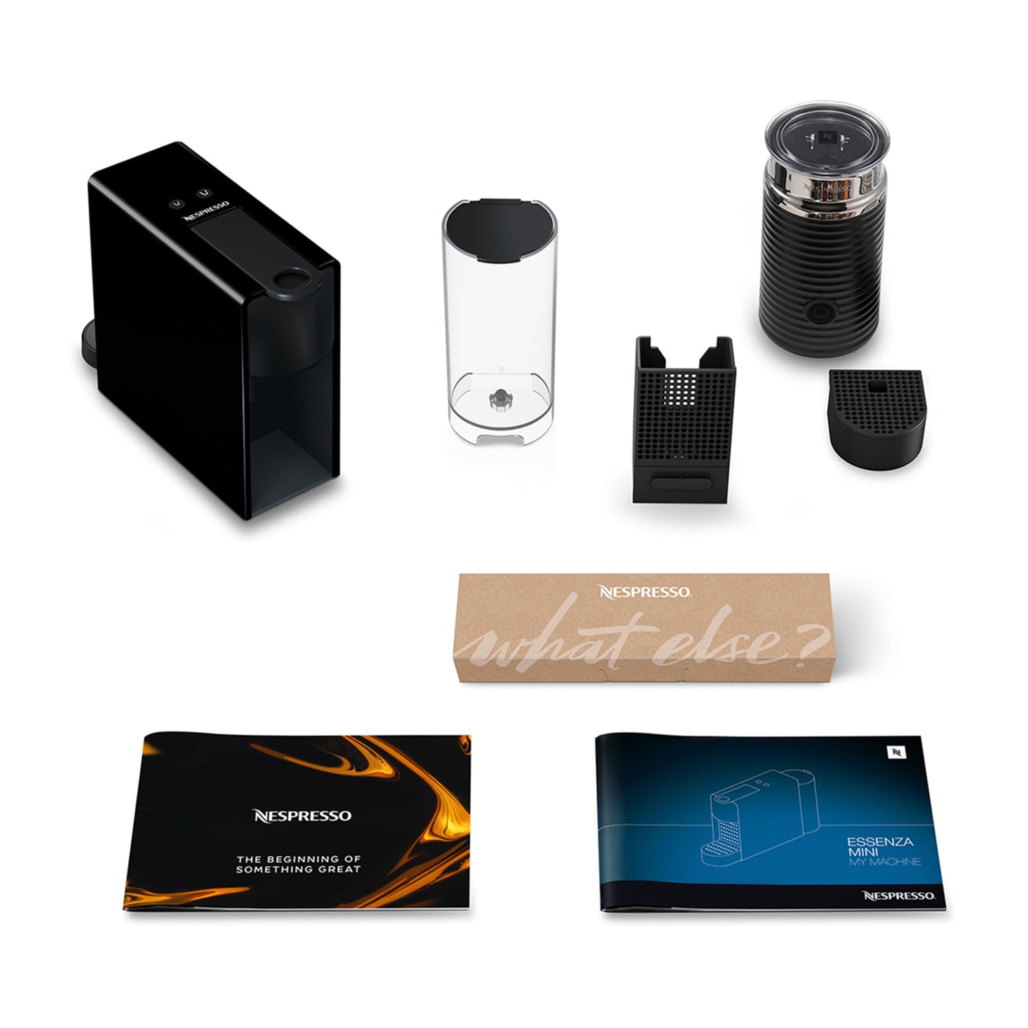 Nespresso Krups Essenza Mini coffee capsule machine, 7 capsules, 19 bar, energy saving mode, 1260 watts, 0.6 l water tank volume, very small housing, black, energy class A, XN1108 - XN110810
