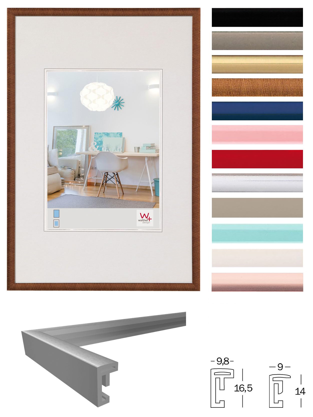 walther design picture frame 50x70 cm rose gold plastic frame New Lifestyle KV070Y