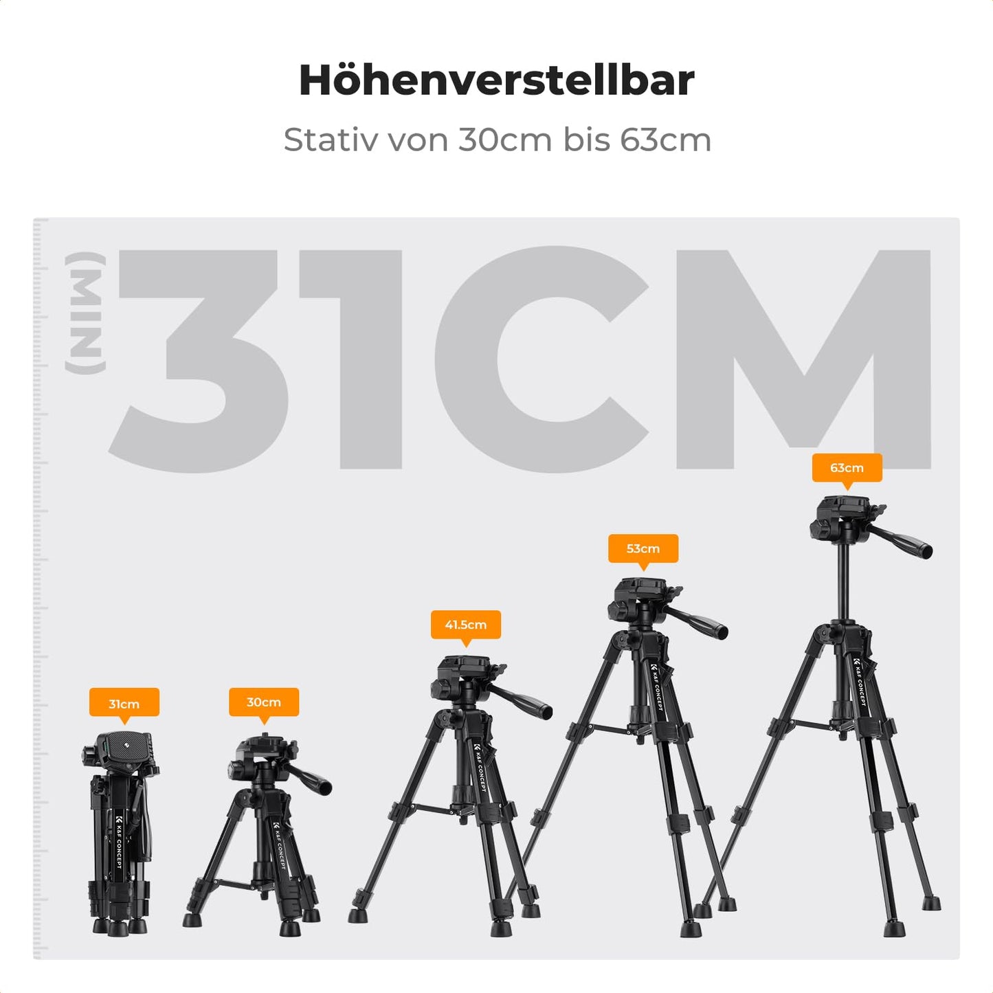 K&F CONCEPT Mini table camera tripod, S233A0 63cm camera tripod with remote control, small and portable for DSLR cameras, camcorders, smartphones, projectors and telescopes