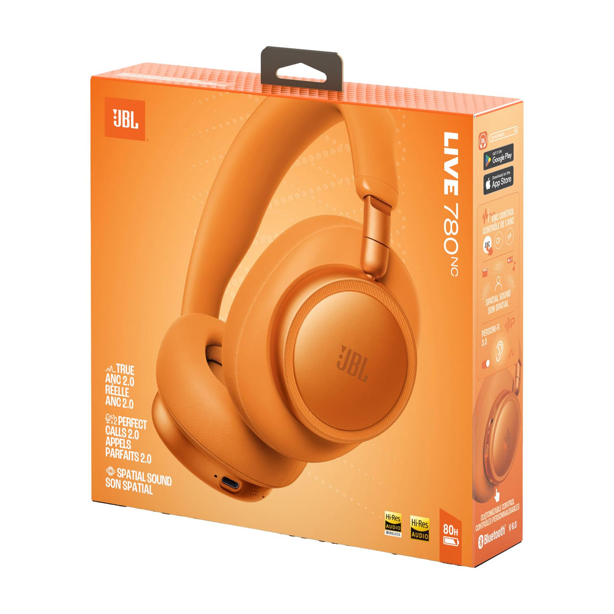 JBL Live 780NC Wireless Over-Ear Headphones with Noise Cancelling, Orange - JBLLIVE780NCORG