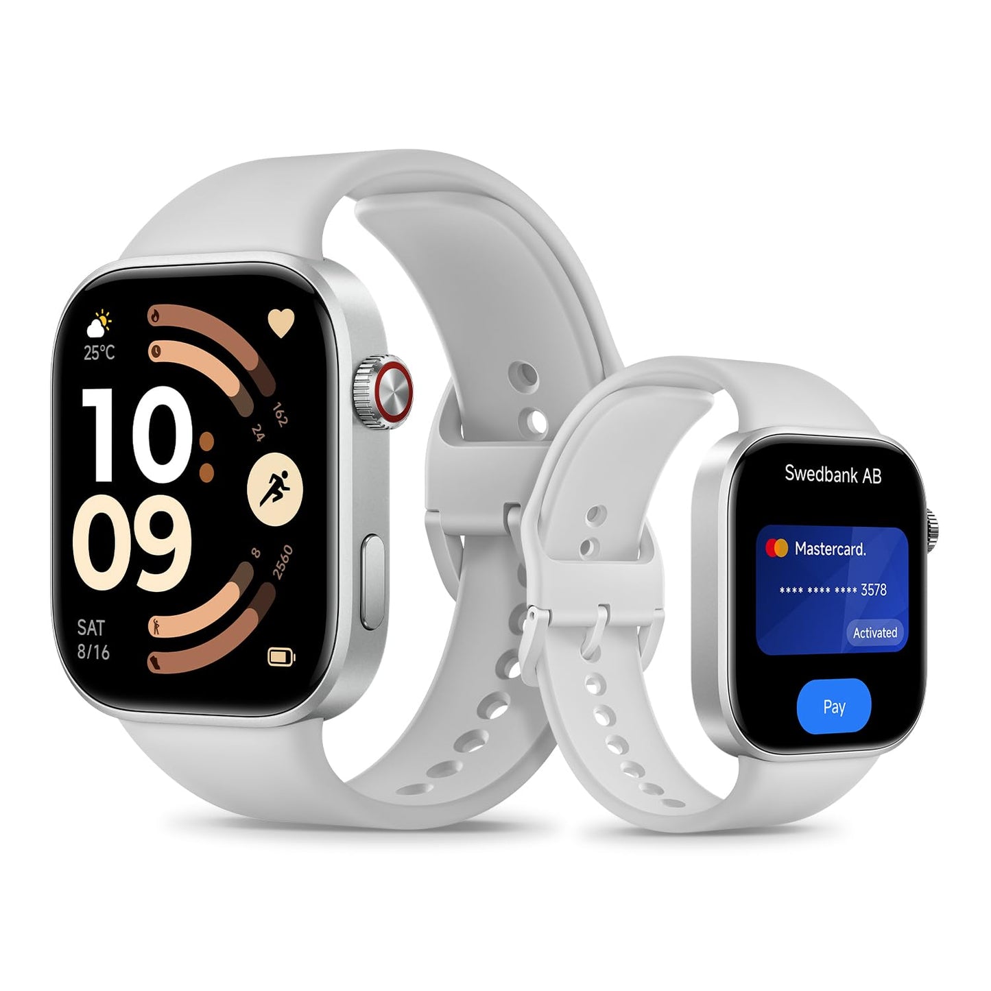 XIAOMI Redmi Watch 6 NFC, smartwatch for women and men, 2.07'' AMOLED, fitness tracker with heart rate/sleep/stress monitoring, 150+ sports modes, 24 days battery life, 5ATM, GPS, Android & iOS, Silver Gray - M2560W1