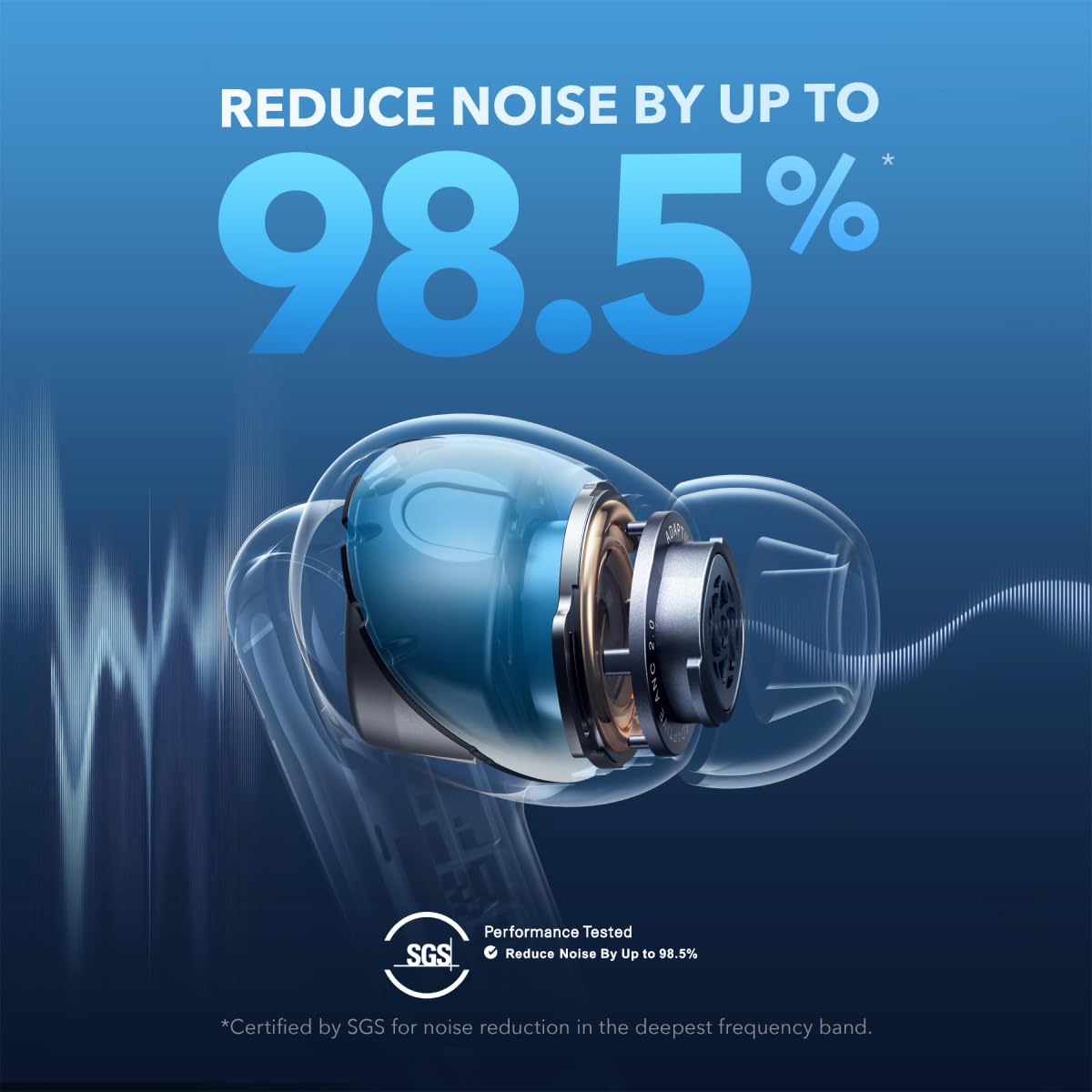 Soundcore by Anker Liberty 4 NC Wireless Earbuds with Noise Canceling, 98.5% Noise Canceling, Adaptive Noise Canceling for Ears and Surroundings (Light Blue) (Refurbished) - A3947