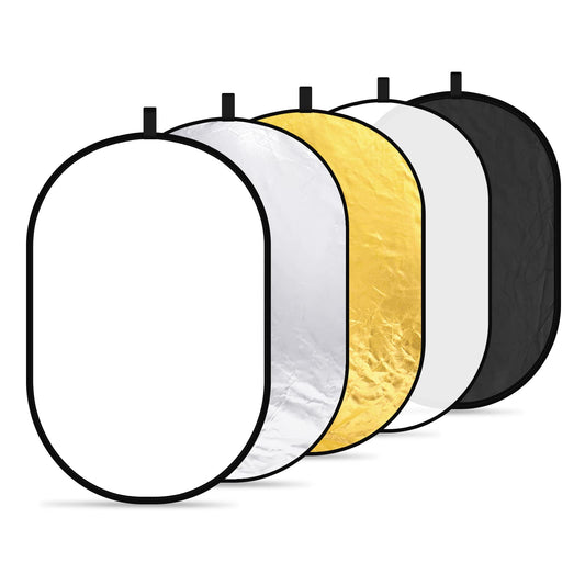 NEEWER 5 in 1 Reflector 24"x36"/60x90cm Light Reflector for Photography, Portable Foldable Multi Disc with Bag - Translucent, Silver, Gold, Black, White Diffuser for Studio and Outdoor Lighting - 88008128
