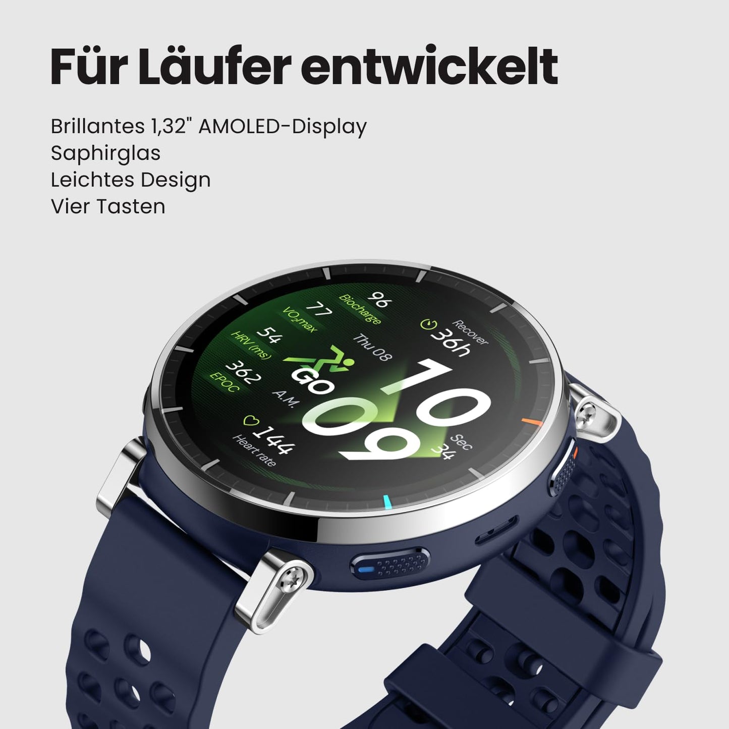 Amazfit Active 3 Premium 45mm GPS Running Smartwatch, 1.32" AMOLED Sapphire Display, 12 Day Battery, 4GB, NFC, Offline Maps, 170+ Training Modes, 5 ATM, Heart Rate & Fitness Tracker for Android & iPhone - A2558