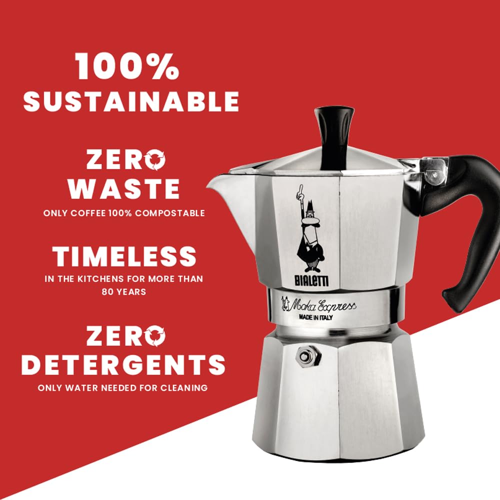 Bialetti espresso maker Moka Express for 6 cups, plus 250 g Perfect, not induction compatible, (250 ml), aluminum, red - 0003545