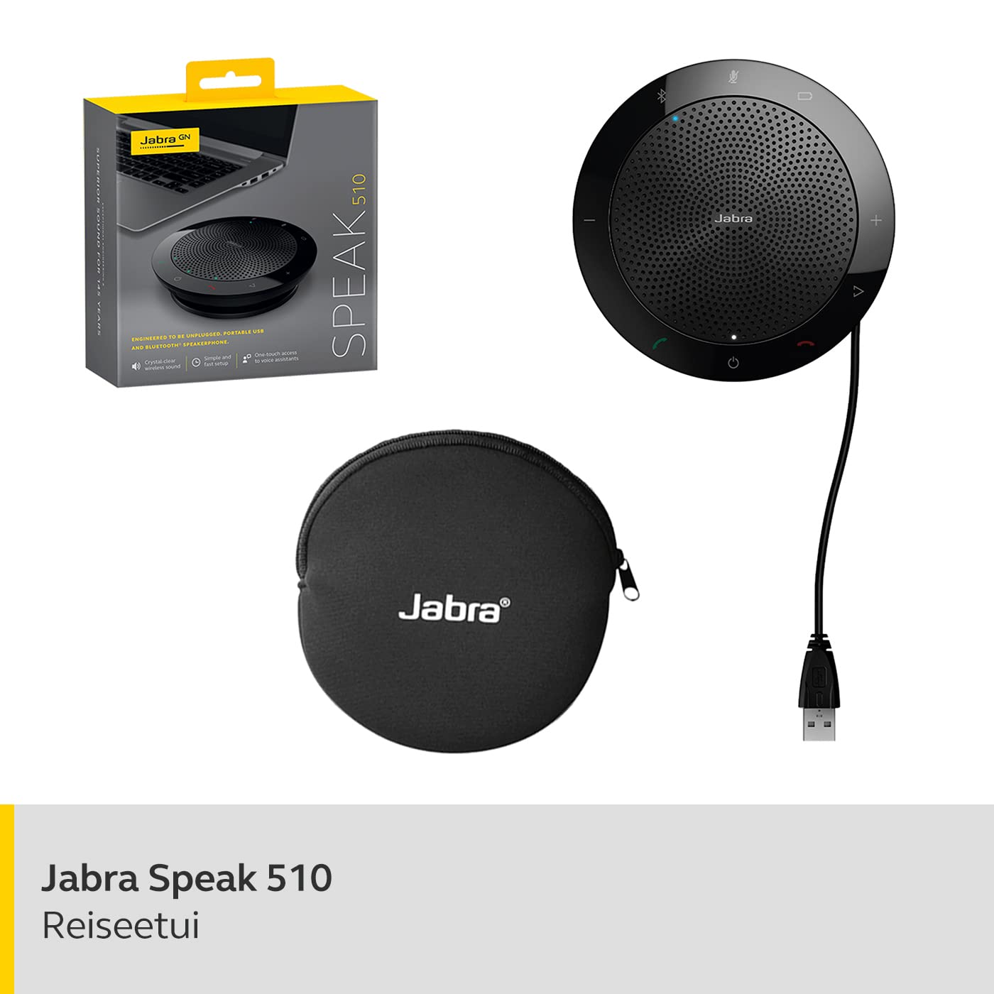Jabra Speak 510 Speaker — portable Bluetooth speaker, conference speaker — connects to laptops, smartphones and tablets — USB plug, black - 7510-109