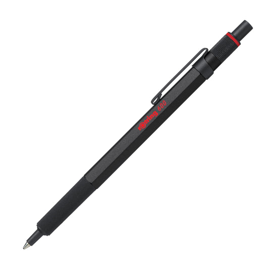 rOtring 600 Ballpoint Pen | Medium Tip | Black Ink | Black Barrel | Refillable - 2032577