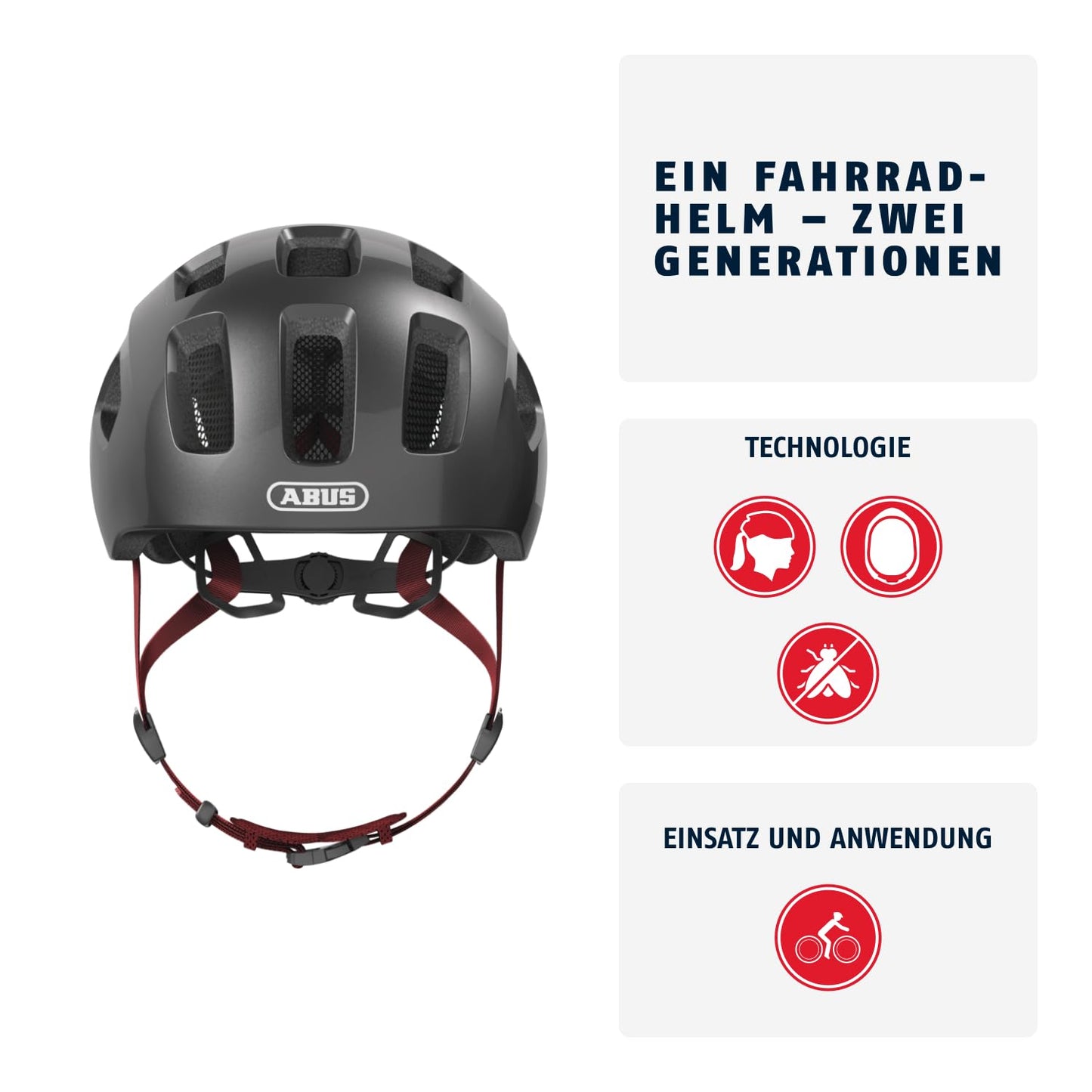 ABUS Youn-I 2.0 bicycle helmet - with light for children, teenagers and young adults - for girls and boys - titanium (sparkling), size S (48-54 cm) - 40170