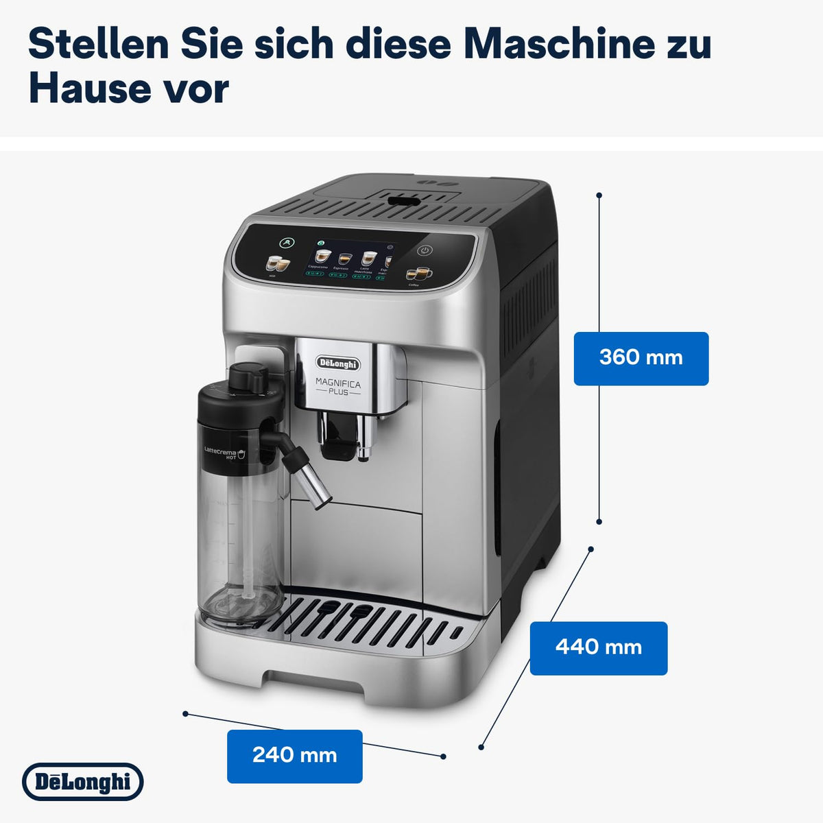 De'Longhi Magnifica Plus - aparat de cafea complet 18 băuturi argintiu negru - ECAM322.70.SB