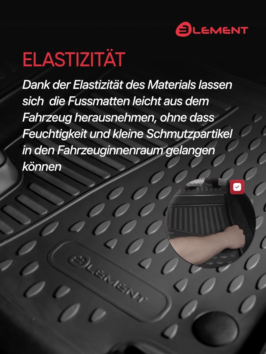 Element 3D rubber floor mats suitable for FIAT Grande Panda| Year of construction 2025-> | Electric | 100% custom-fit all-weather floor mats made of TPE, high edge, waterproof, non-slip, odorless - EXP.ELEMENT3DAN1179210k