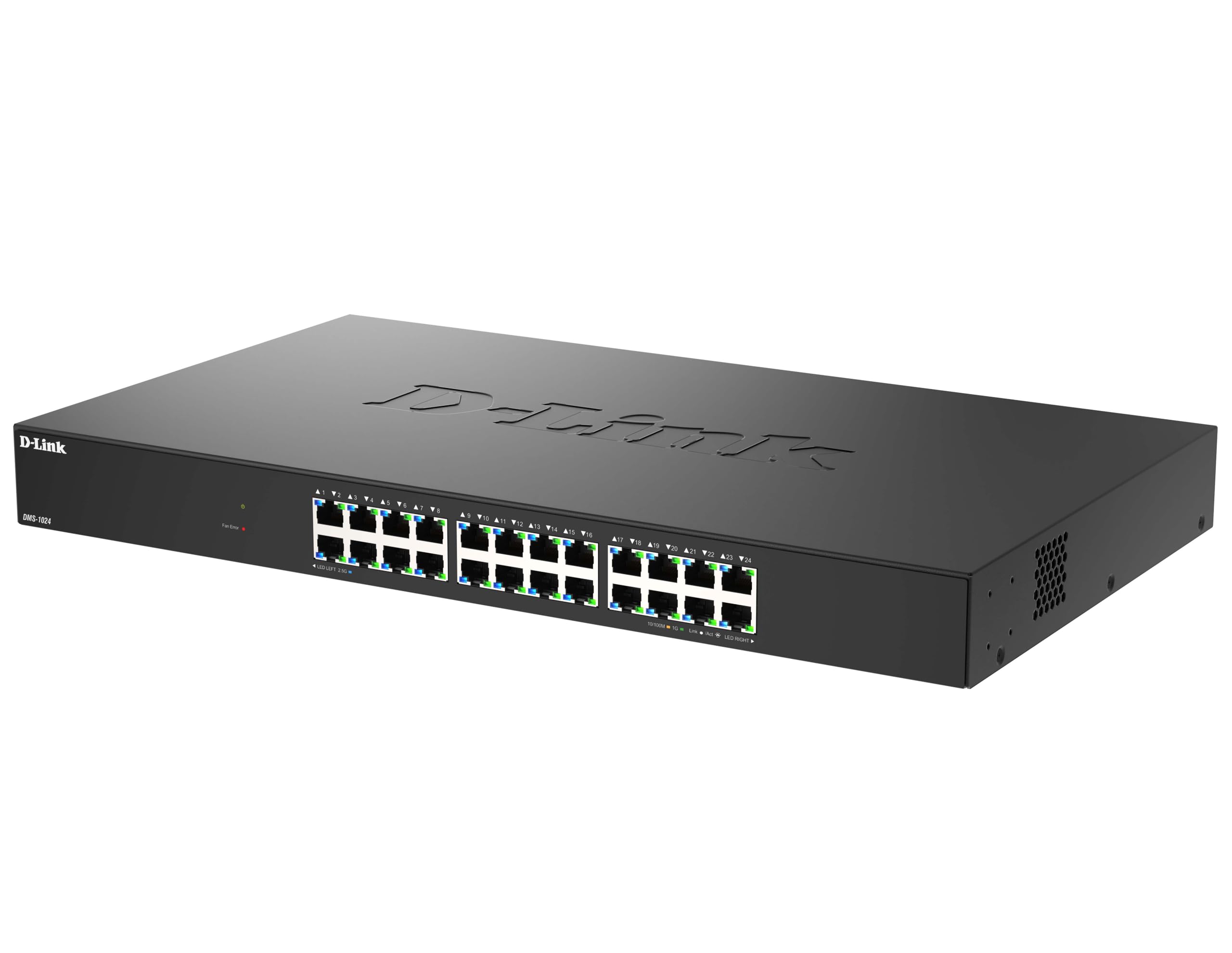 D-Link DMS-1024 24-Port Multi-Gigabit Unmanaged Switch - 2.5G Ethernet, Plug & Play, QoS, IGMP Snooping, EEE, Metal Housing, Rack Mount, Low Noise - DMS-1024/E