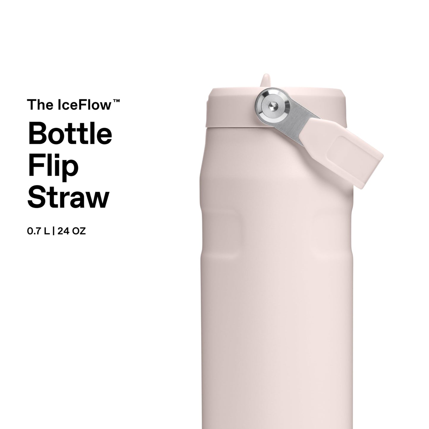 Stanley 1913 Flip Straw Drinking Bottle with Straw 0.7L - Thermal Mug Cools for 10 Hours - Ice Cold for 3 Days - BPA Free - Leakproof - For Cup Holders - Dishwasher Safe - Rose Quartz - 10-11283-145