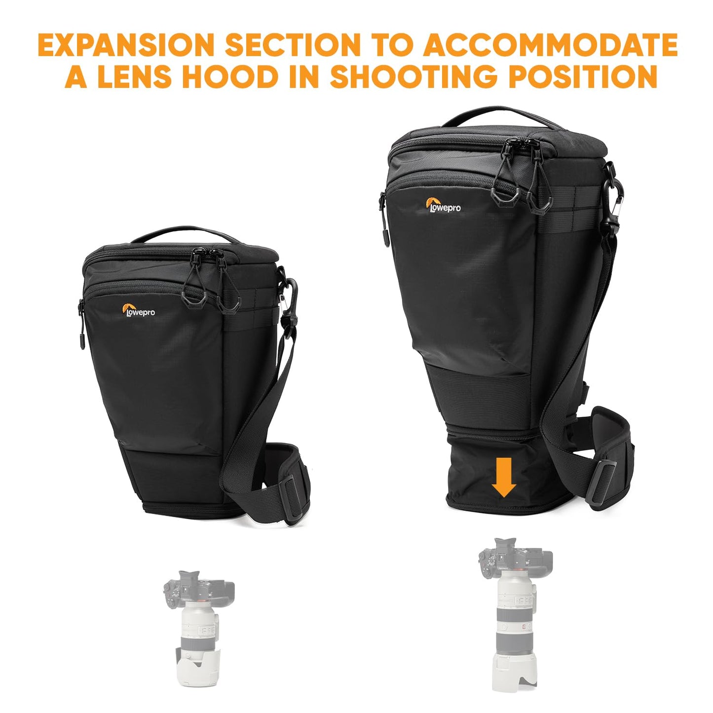 Lowepro ProTactic TLZ 75 Pro AW III toploader camera bag for mirrorless DSLR, volume 6 l, DIM.: 37x14x16 cm, for cameras with attached lens, modular shoulder bag, for photographers/videographers - LP37496-PWW