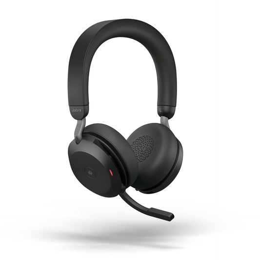 Jabra Evolve2 75 Wireless PC Headset with Charging Dock, 8 Micro Technology - Dual Foam Stereo Headphones with Advanced Active Noise Cancellation, USB-C Bluetooth Adapter and MS Compatibility - Black - 27599-999-889